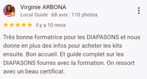 Avis positif d'une élève après une formation, posté sur Google Business