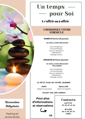 événement bien-être - flyer d'un temps pour soi, événement bien-être privé du samedi 21 février et du dimanche 22 février 2026 aux Arnavaux à Marseille (13)