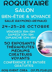 événement bien-être - flyer du salon du bien-être et de la voyance du vendredi 24 octobre, samedi 25 octobre et du dimanche 26 octobre 2025 à Roquevaire (13)