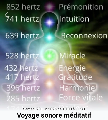 Voyage sonore méditatif aux diapasons sonores et au chant diphonique le samedi 20 juin 2026