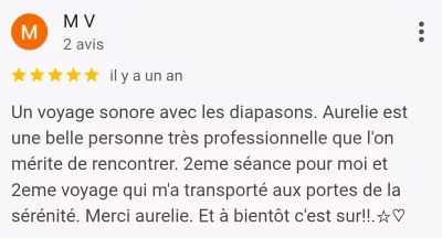 Avis positif d'une cliente après un soin, posté sur Google Business